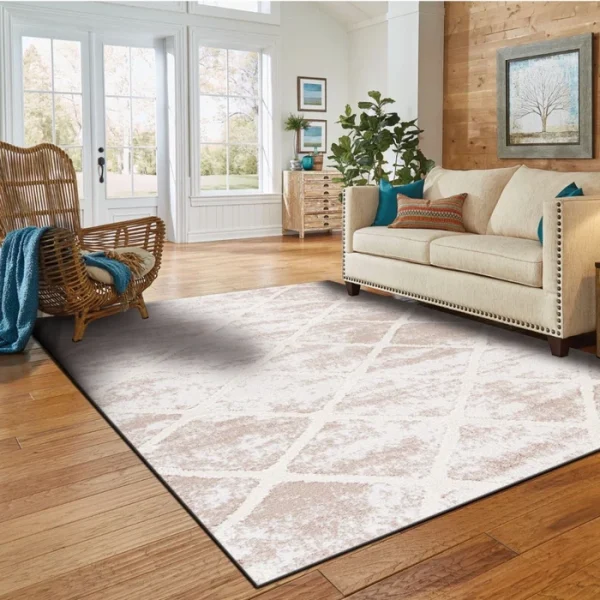 Covor living / dormitor Ivora Shag J 3071/PD9, 200 x 285 cm, poliester + polipropilena, crem, dreptunghiular - imagine 2