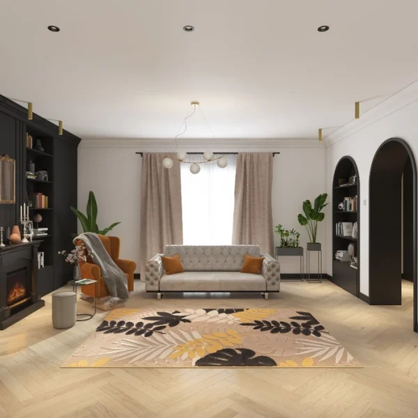 Covor living / dormitor Ray 24509-632, 200 x 290 cm, polipropilena, bej, dreptunghiular