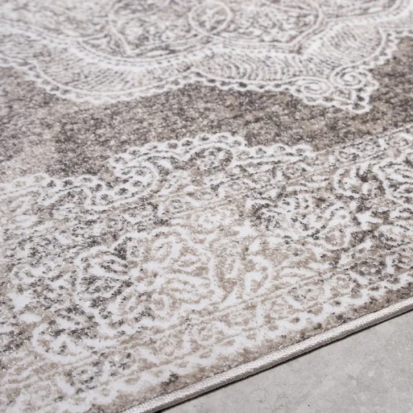 Covor living / dormitor Victoria 80991-0944, 200 x 300 cm, clasic, polipropilena frize + poliester, gri + bej + crem, dreptunghiular - imagine 5